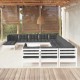 Sonata Set mobilier de grădină cu perne, 13 piese, alb, lemn de pin