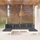Sonata Set mobilier de grădină cu perne, 6 piese, alb, lemn de pin