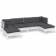 Sonata Set mobilier de grădină cu perne, 6 piese, alb, lemn de pin