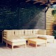 Sonata Set mobilier grădină cu perne crem, 7 piese, lemn masiv pin