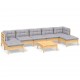 Sonata Set mobilier de grădină cu perne, 8 piese, gri, lemn de pin