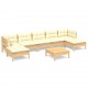 Sonata Set mobilier de grădină cu perne, 8 piese, crem, lemn de pin