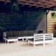 Sonata Set mobilier de grădină cu perne, 10 piese, alb, llemn de pin