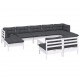 Sonata Set mobilier de grădină cu perne, 10 piese, alb, llemn de pin