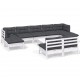 Sonata Set mobilier de grădină cu perne, 10 piese, alb, llemn de pin