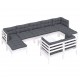 Sonata Set mobilier grădină cu perne, 10 piese, alb, lemn masiv pin