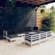 Sonata Set mobilier de grădină cu perne, 10 piese, alb lemn masiv pin