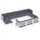 Sonata Set mobilier de grădină cu perne, 10 piese, alb lemn masiv pin