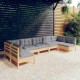 Sonata Set mobilier grădină cu perne gri, 7 piese, lemn masiv de pin