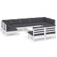 Sonata Set mobilier grădină cu perne, 10 piese, alb, lemn masiv pin