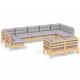 Sonata Set mobilier de grădină cu perne gri, 9 piese, lemn masiv pin