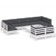 Sonata Set mobilier grădină cu perne, 10 piese, alb, lemn masiv pin