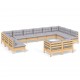 Sonata Set mobilier grădină cu perne, 12 piese, gri, lemn masiv pin