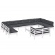 Sonata Set mobilier de grădină cu perne, 13 piese, alb, lemn de pin
