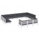 Sonata Set mobilier de grădină cu perne, 13 piese, alb, lemn de pin