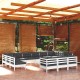 Sonata Set mobilier de grădină cu perne, 14 piese, alb, lemn masiv pin