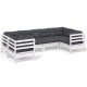 Sonata Set mobilier de grădină cu perne, 6 piese, alb, lemn de pin