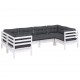 Sonata Set mobilier de grădină cu perne, 6 piese, alb, lemn de pin