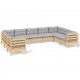 Sonata Set mobilier de grădină cu perne, 5 piese, gri, lemn de pin