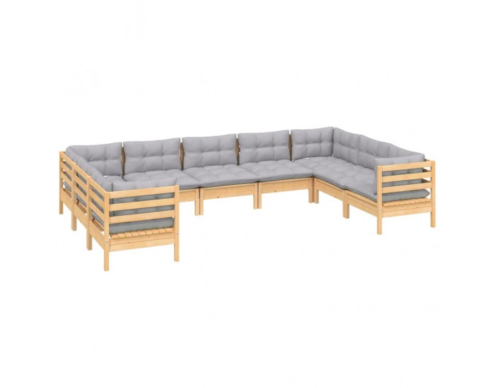 Sonata Set mobilier de grădină cu perne, 5 piese, gri, lemn de pin