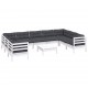Sonata Set mobilier de grădină cu perne, 10 piese, alb, lemn masiv pin
