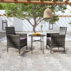 Sonata Set mobilier de grădină, 3 piese, gri, poliratan
