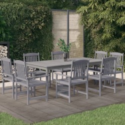 Sonata H Градински трапезен комплект, 9 части, акациево дърво масив, сив - Seturi pentru exterior