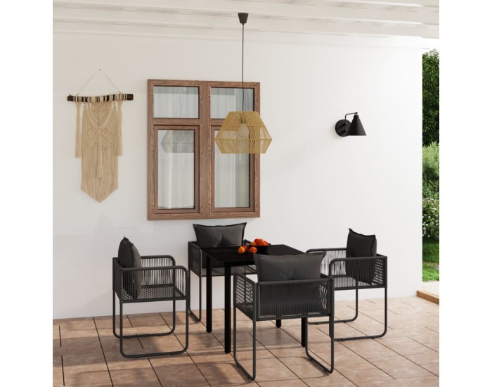 Sonata Set de servit masa pentru grădină, 5 piese, negru