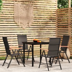 Sonata Set de servit masa pentru grădină, 5 piese, negru