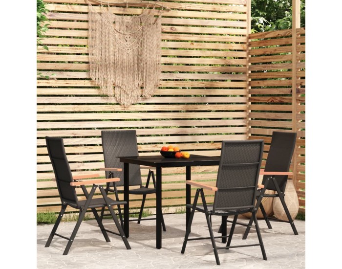 Sonata Set de servit masa pentru grădină, 5 piese, negru