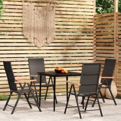 Sonata H Градински трапезен комплект, 5 части, черен - Seturi pentru exterior