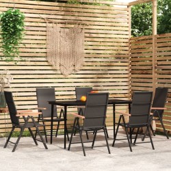 Sonata Set de servit masa pentru grădină, 7 piese, negru