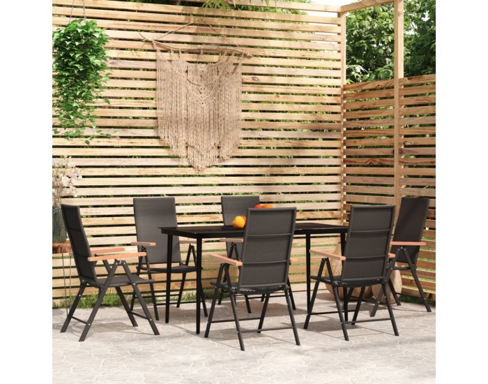 Sonata Set de servit masa pentru grădină, 7 piese, negru