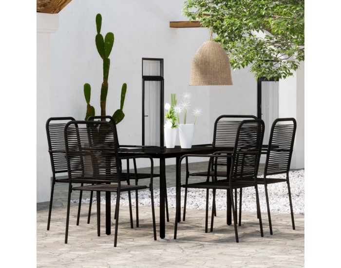 Sonata Set de mobilier pentru grădină, 7 piese, negru