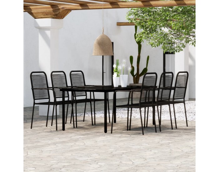 Sonata Set de mobilier pentru grădină, 7 piese, negru