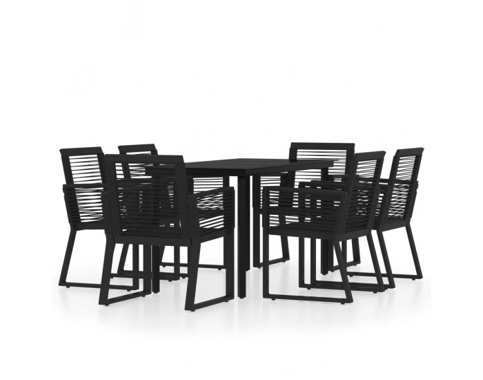 Sonata Set mobilier de grădină, 7 piese, negru