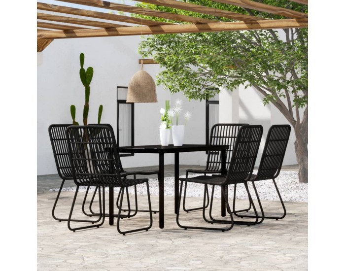 Sonata Set mobilier de grădină, 7 piese, negru