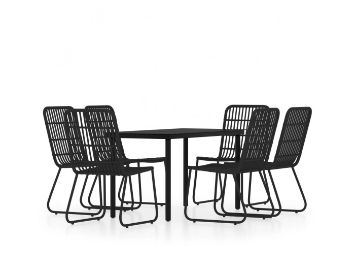 Sonata Set mobilier de grădină, 7 piese, negru