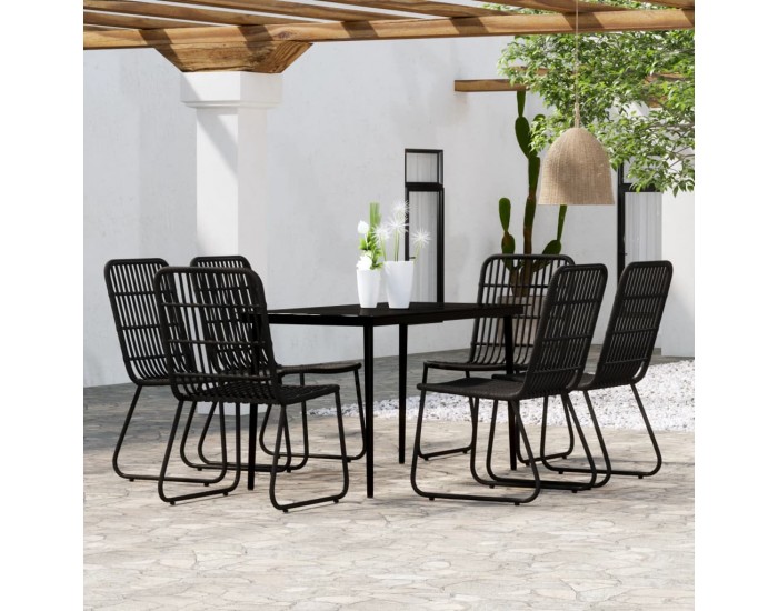 Sonata Set de servit masa pentru grădină, 7 piese, negru