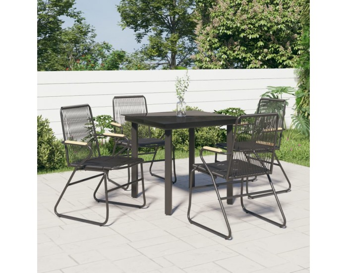 Sonata Set mobilier de grădină, 5 piese, negru, ratan PVC