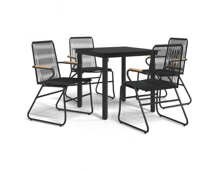 Sonata Set mobilier de grădină, 5 piese, negru, ratan PVC