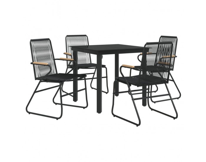 Sonata Set mobilier de grădină, 5 piese, negru, ratan PVC