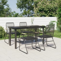 Sonata H Градински трапезен комплект от 5 части, черeн, PVC ратан - Seturi pentru exterior