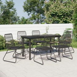 Sonata H Градински трапезен комплект от 7 части, черно, PVC ратан - Seturi pentru exterior