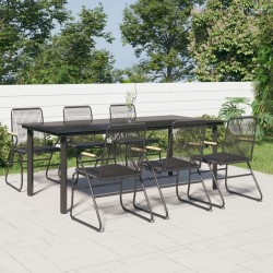Sonata H Градински трапезен комплект от 7 части, черно, PVC ратан - Seturi pentru exterior