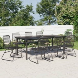 Sonata H Градински трапезен комплект от 9 части, черно, PVC ратан - Seturi pentru exterior