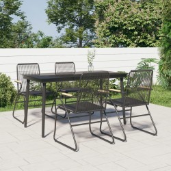 Sonata H Градински трапезен комплект от 5 части, черeн, PVC ратан - Seturi pentru exterior