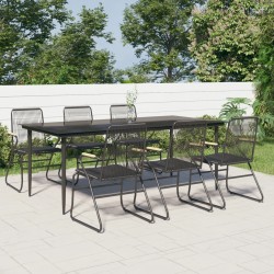 Sonata H Градински трапезен комплект от 7 части, черно, PVC ратан - Seturi pentru exterior