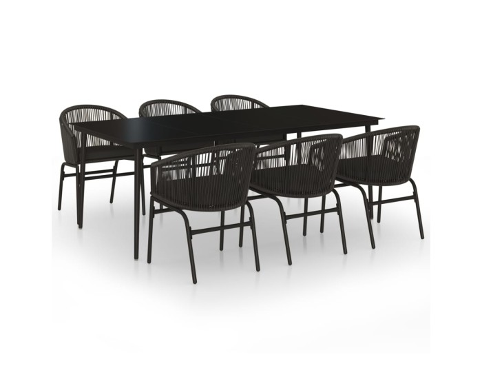 Sonata Set de servit masa pentru grădină, 7 piese, negru