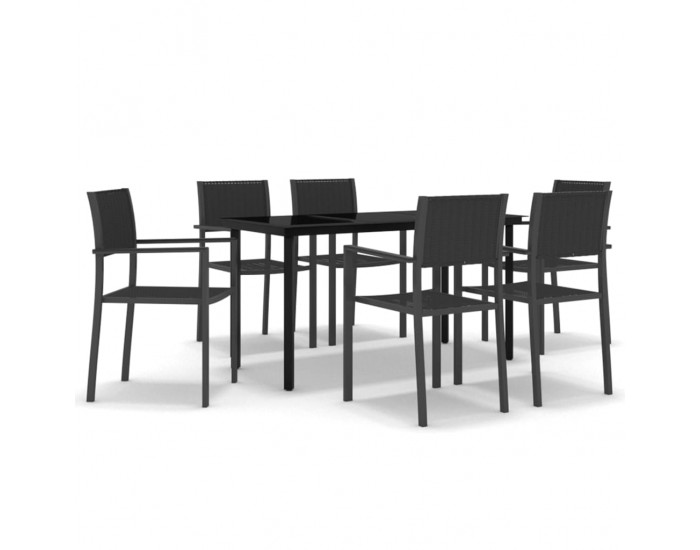 Sonata Set de servit masa pentru grădină, 7 piese, negru
